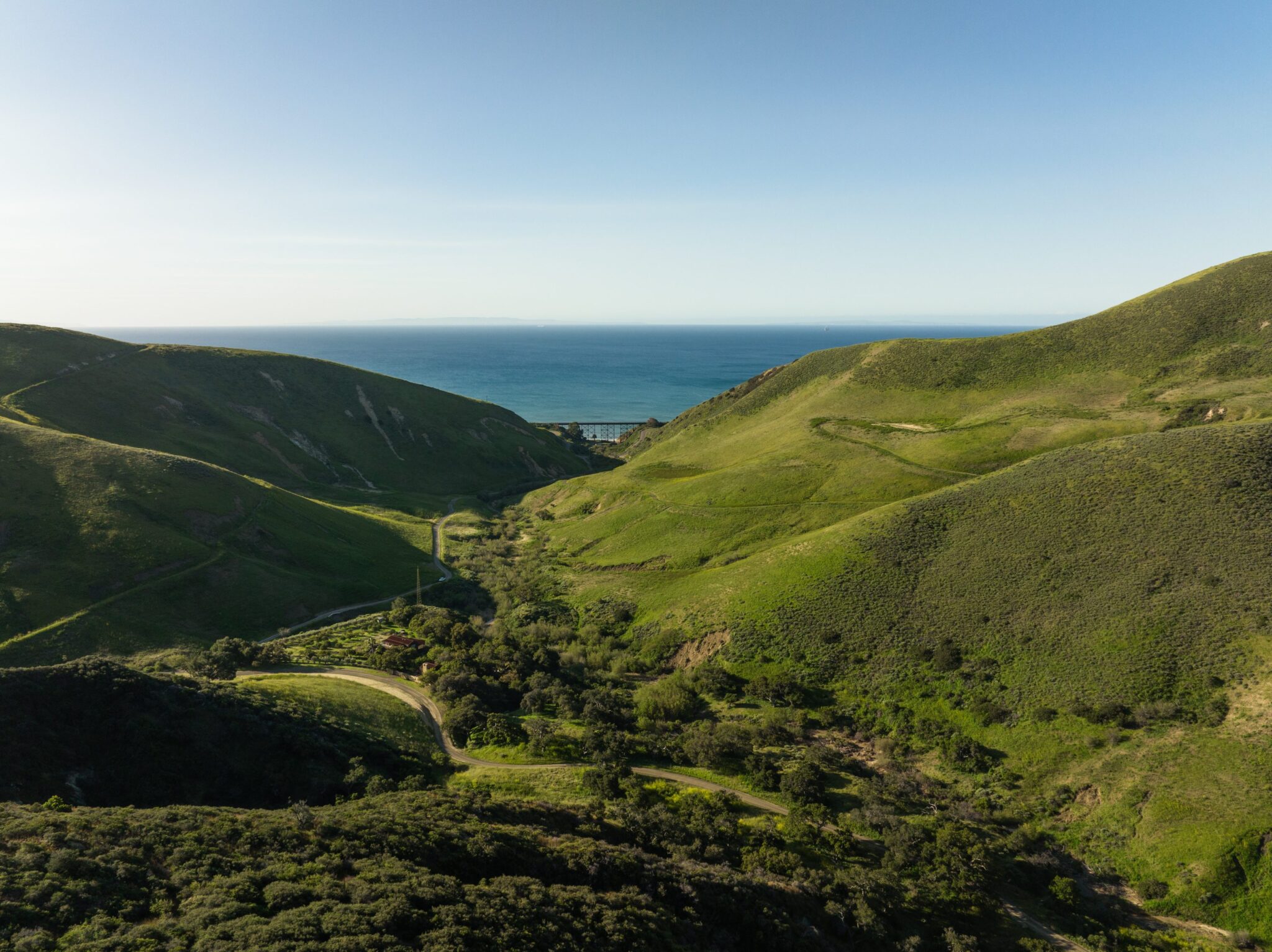 beautiful vista of valley and ocean in hollister ranch